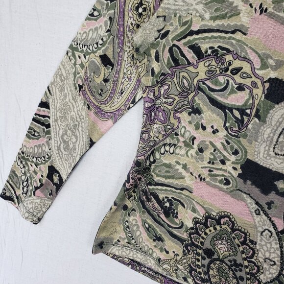 Elegantissimo Firenze Knit Pullover Top Silk Wool Cashmere Paisley Beaded sz XL - Picture 11 of 11